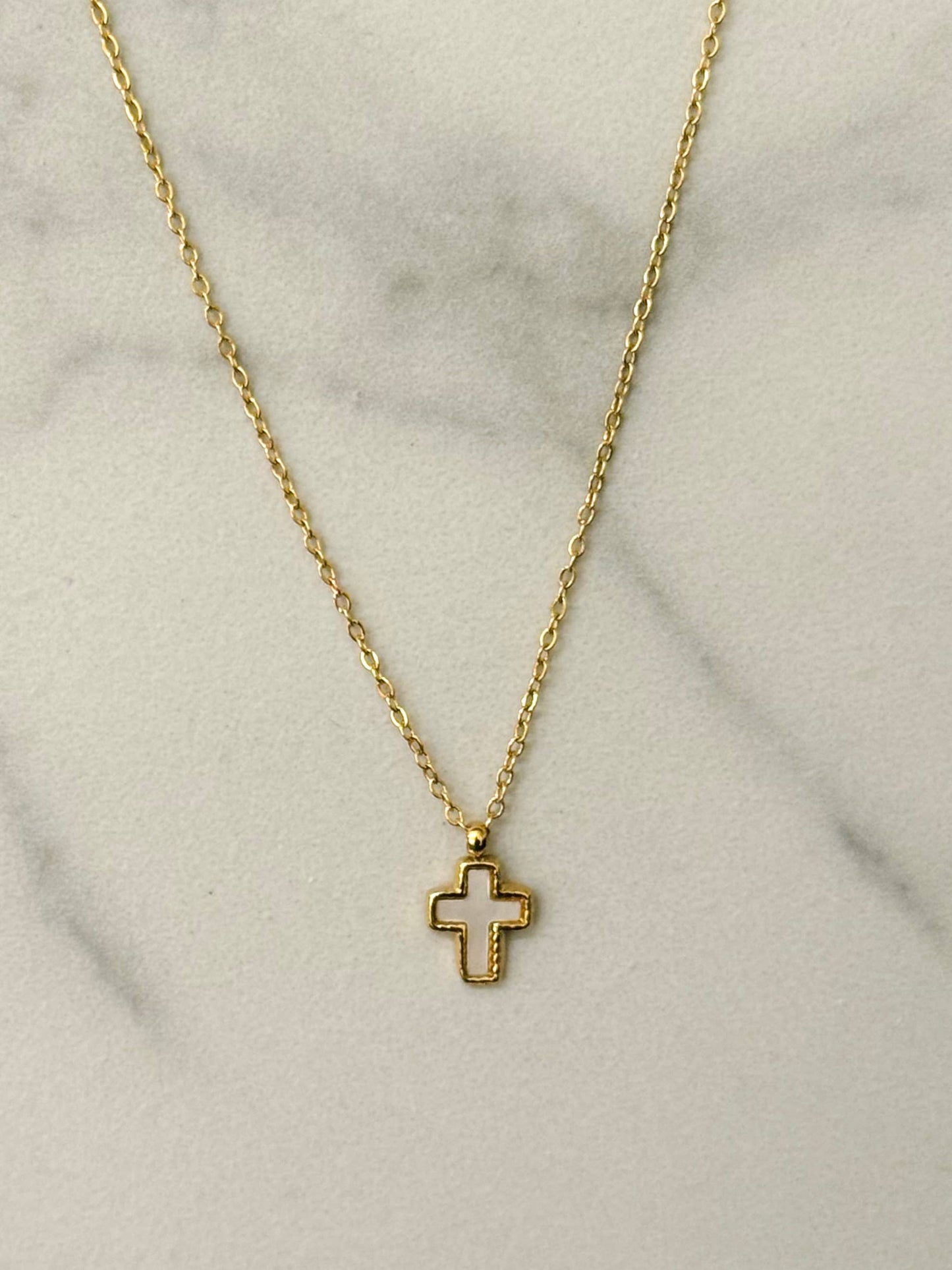 Collier Croix Blanche Minimaliste