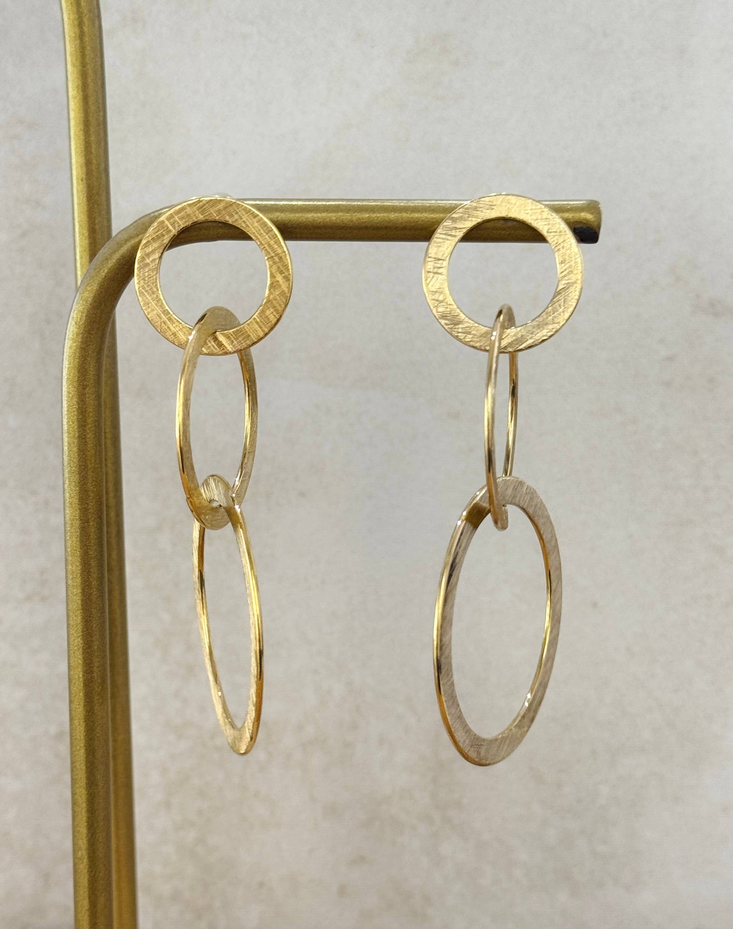 Boucles d'Oreilles Cascade d'Anneaux Brossés