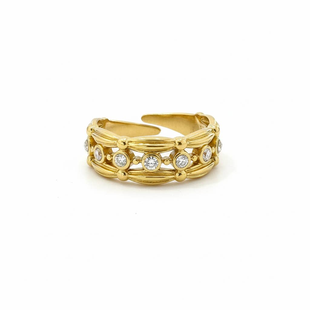 Bague en acier inoxydable Ronay avec pierres en zirconium