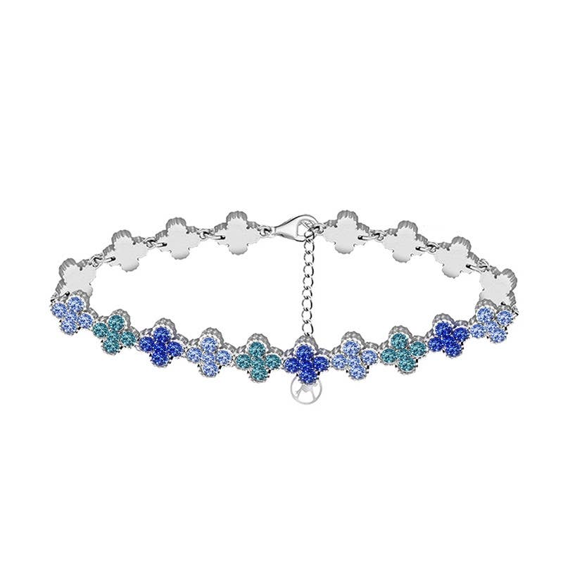 Bracelet à quatre feuilles avec strass colorés