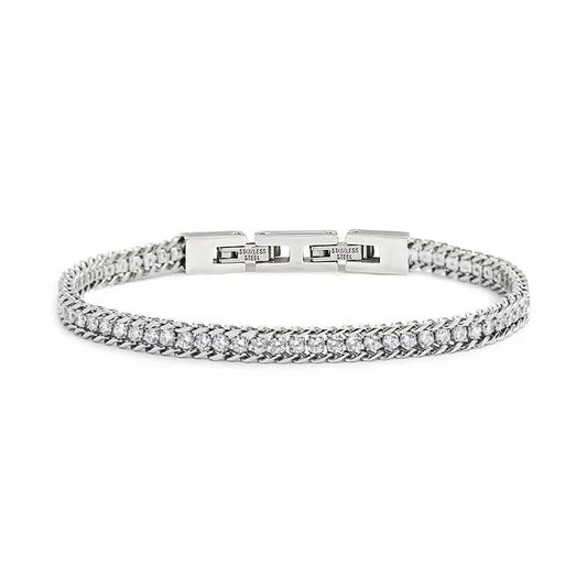 Bracelet tennis avec chaîne à maillons plats - KM221536D893