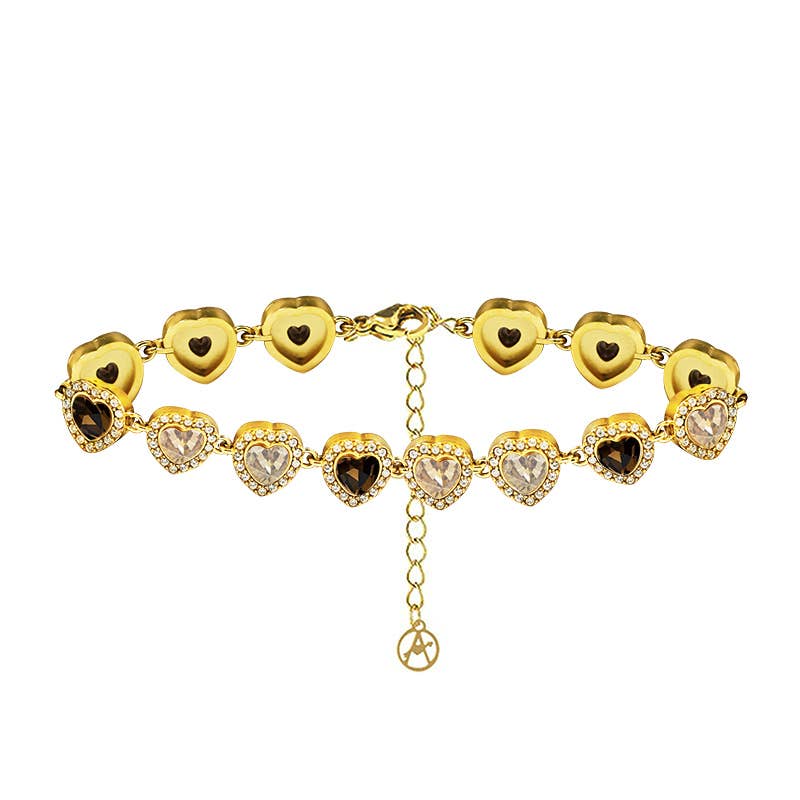 Bracelet coeurs avec zirconium colorés