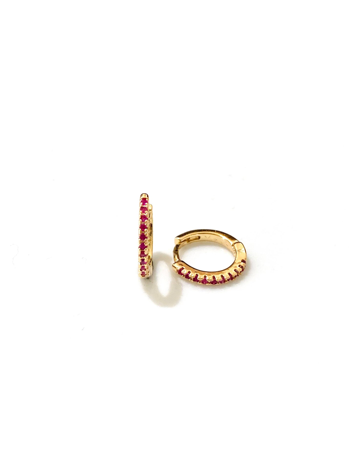Boucles d’oreilles mini créoles Zoe roses et dorées