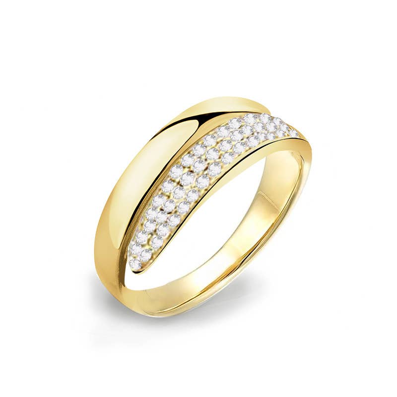 Bague Ajustable Asymétrique Vague & Pavé Scintillant