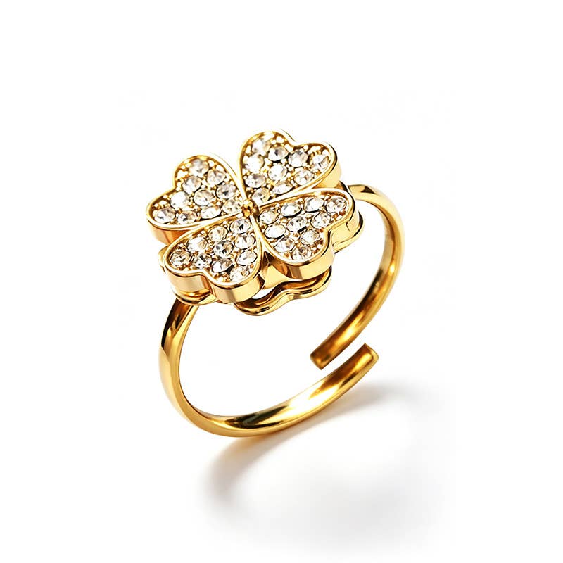 Bague Ajustable Anti-Stress Trèfle Scintillant