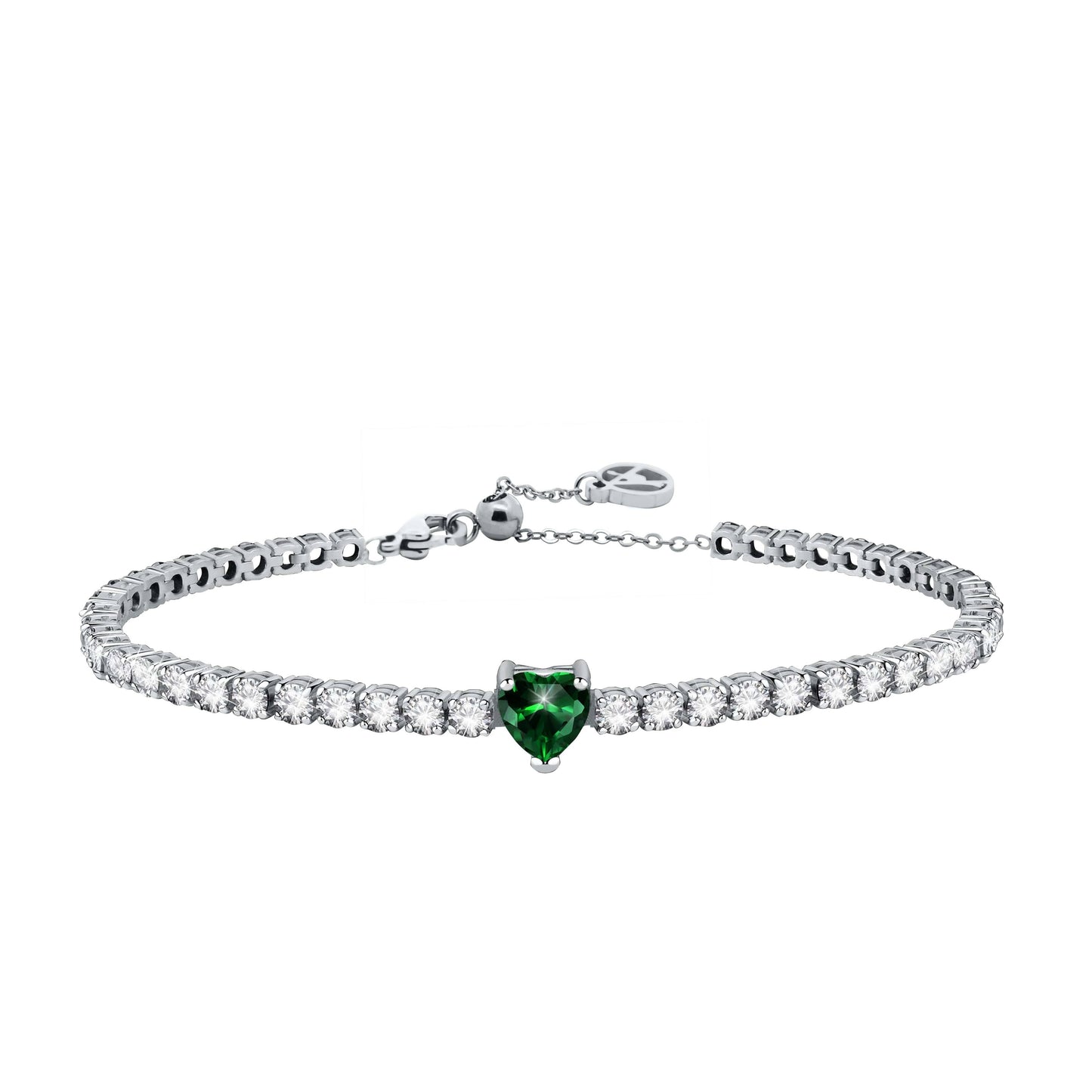 BRACELET DE TENNIS AVEC COEUR COLORÉ