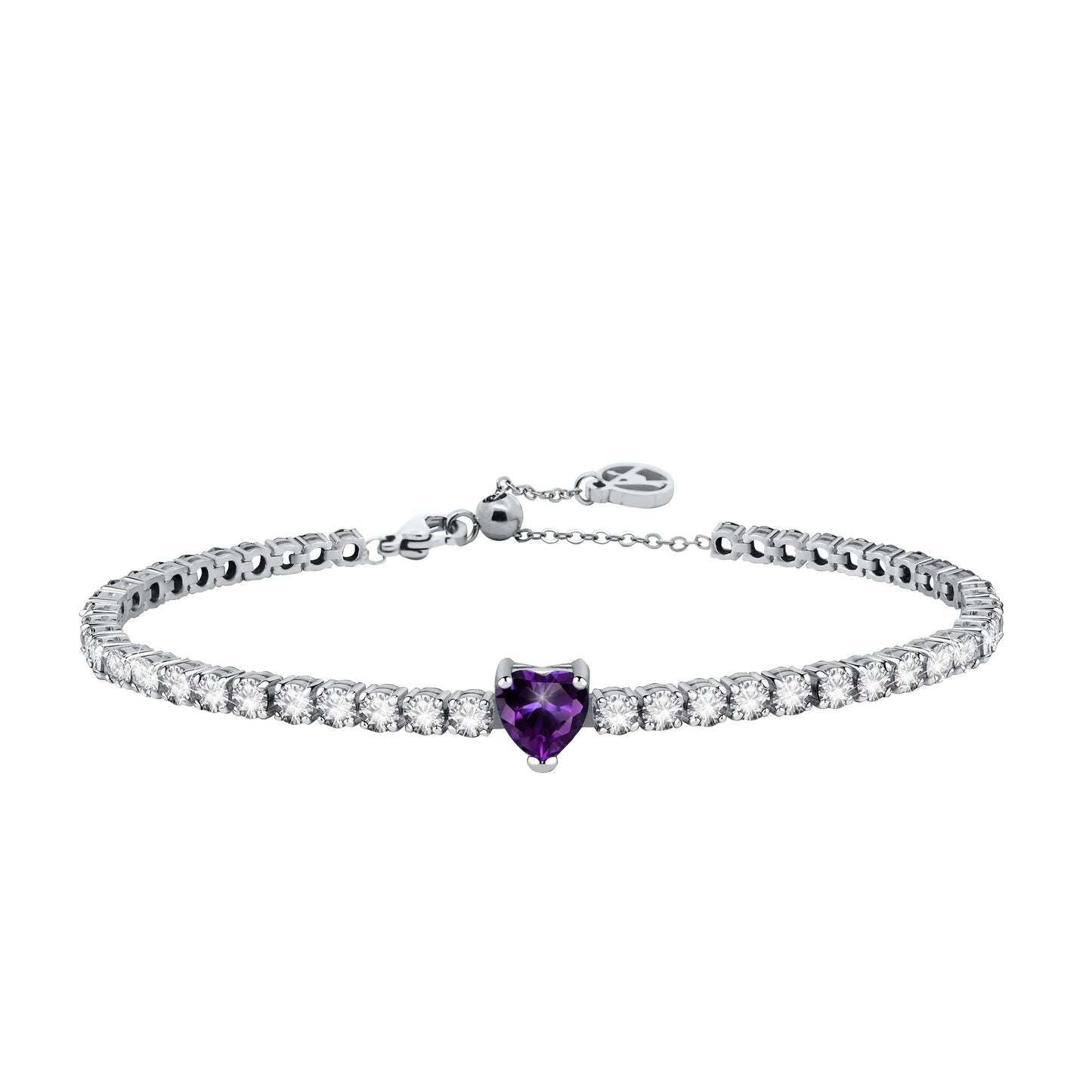 BRACELET DE TENNIS AVEC COEUR COLORÉ