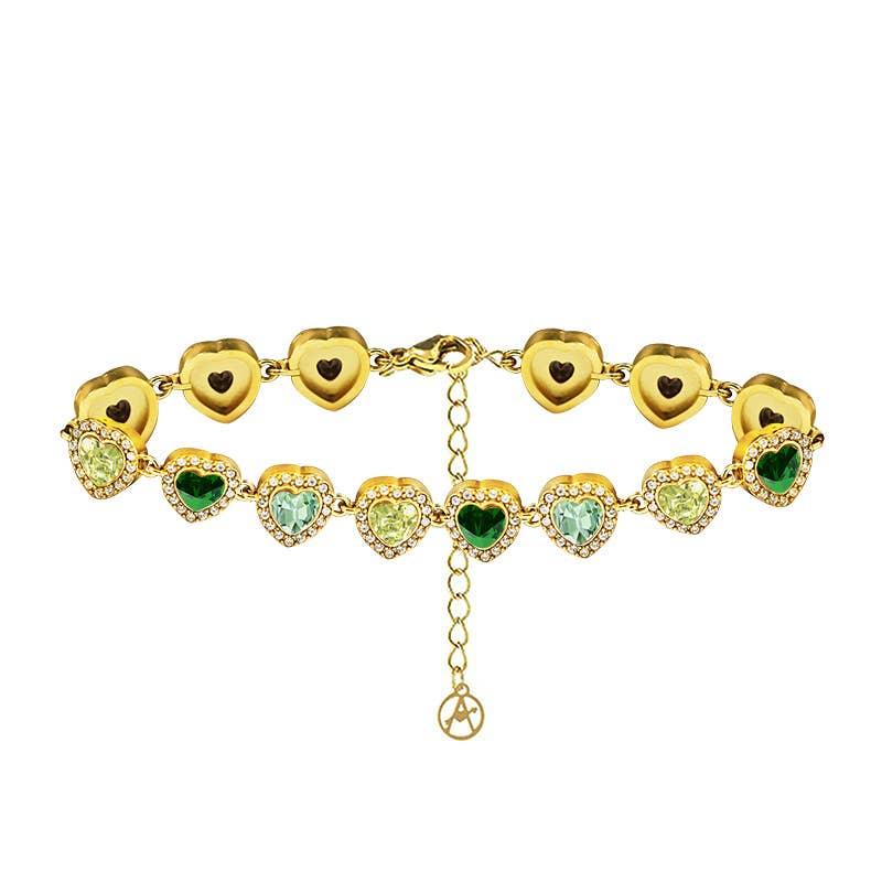 Bracelet coeurs avec zirconium colorés