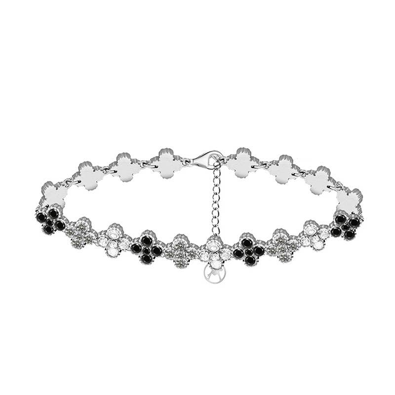 Bracelet à quatre feuilles avec strass colorés