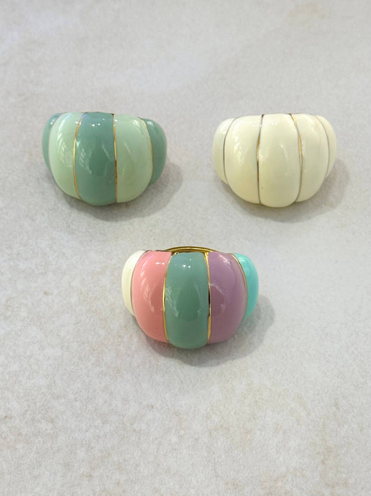 Bague citrouille réglable en acier inoxydable émaillé