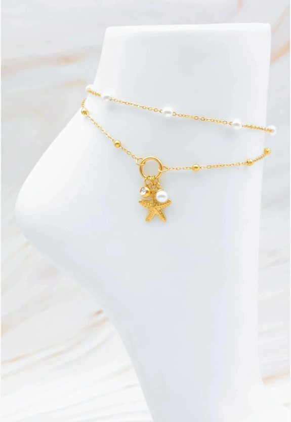 Bracelet de Cheville Etoile de Mer Double Rang