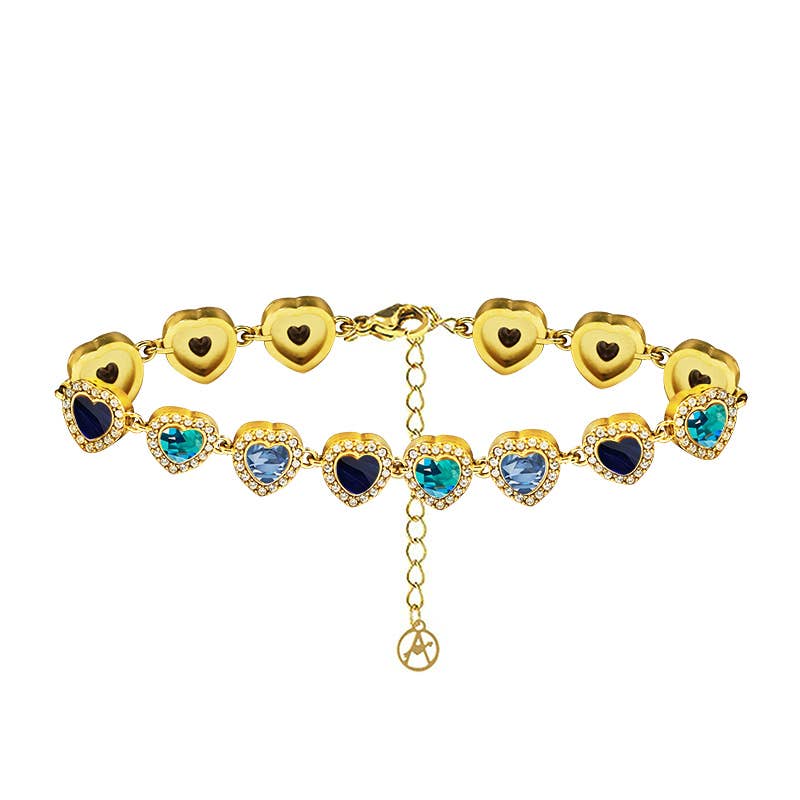 Bracelet coeurs avec zirconium colorés