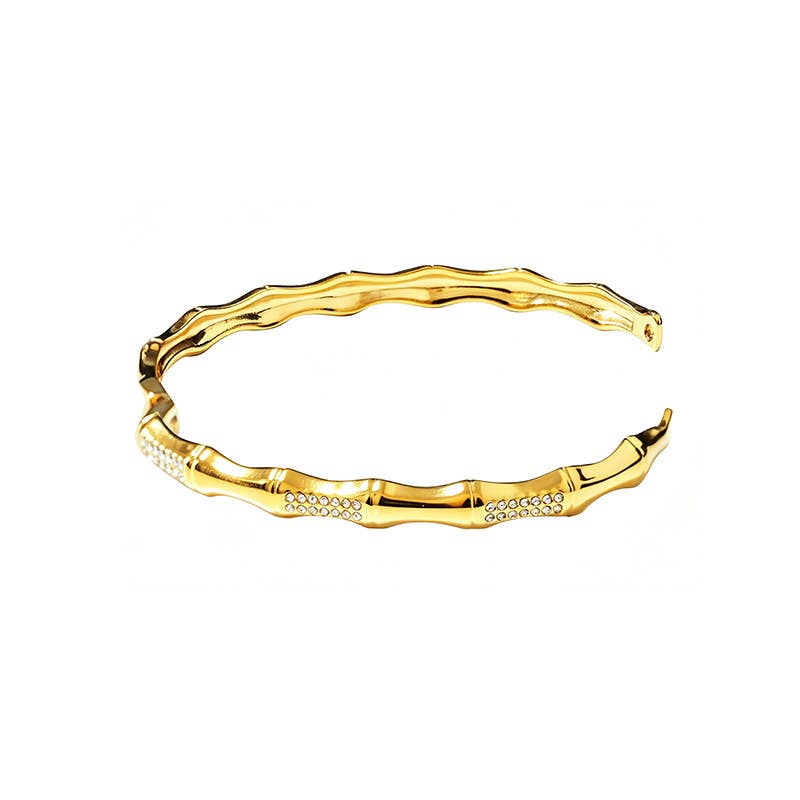 Bracelet Jonc Effet Bambou Pavé Scintillant
