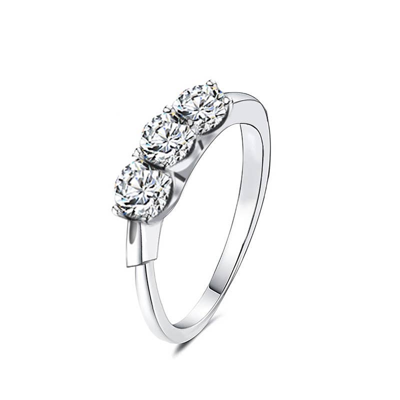 Bague trilogie 3 cristaux scintillants en acier inoxydable argenté REF 285.