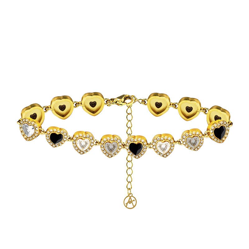 Bracelet coeurs avec zirconium colorés