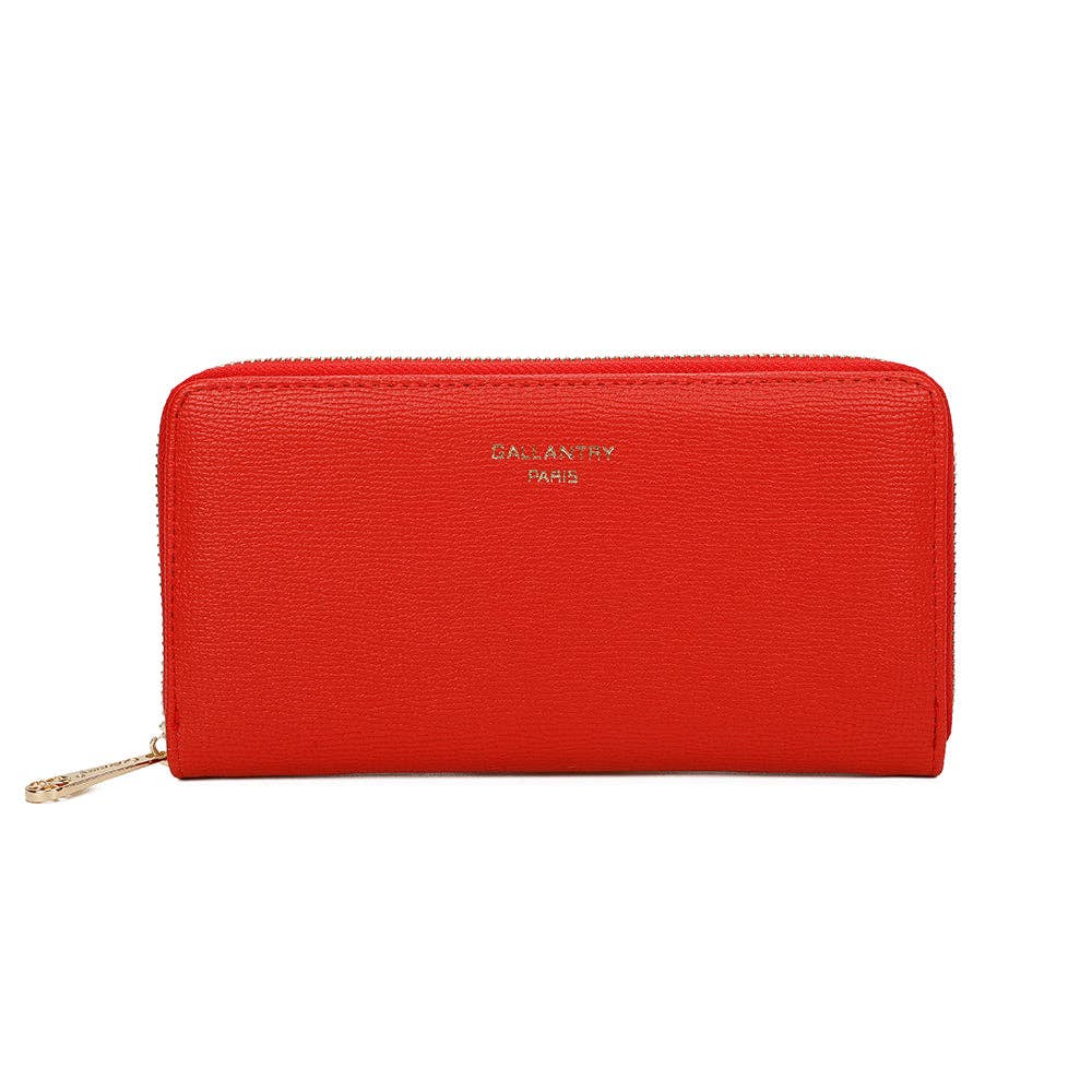 Portefeuille compagnon Célia en similicuir rouge passion avec fermeture dorée REF 309.
