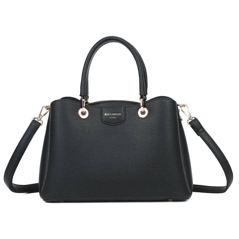 Sac à main Le Galant en similicuir noir avec œillets métalliques dorés REF 298.